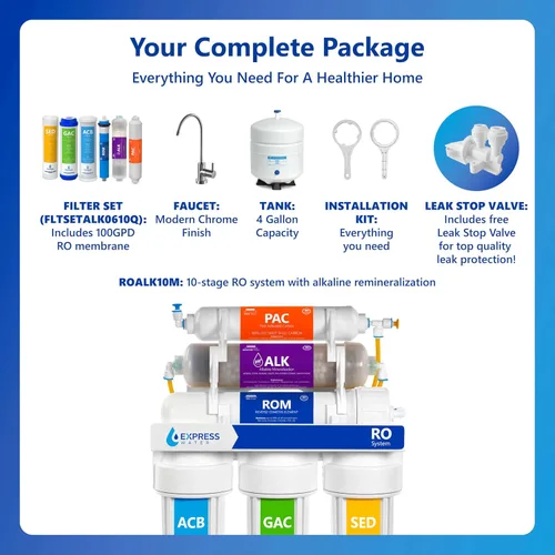 Miniatura 6 de Sistema de filtro de agua de ósmosis inversa Express Water, reducción de cloro, Certificado NSF