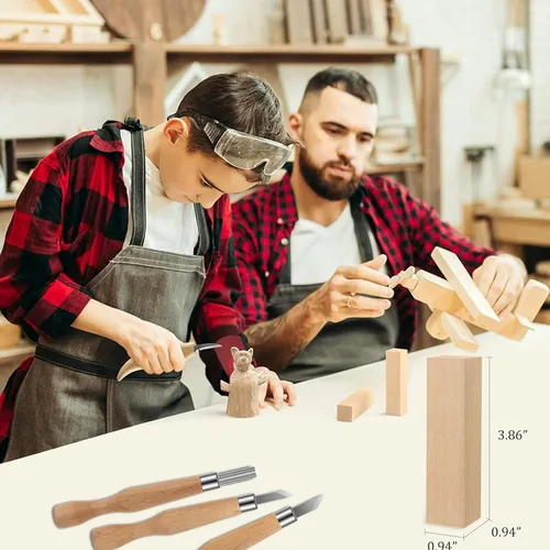 Miniatura 2 de Kit de tallado de madera, 26 piezas, herramientas de tallado de madera, cuchillos detallados, cuchillos, bloques, guantes, kit de corte