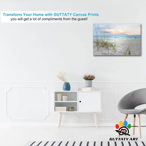 Miniatura 4 de GUTTATY Lienzo decorativo para pared, cuadros del océano, pintura de arte costero para decoración de pared de sala de estar, póster de mar, arte