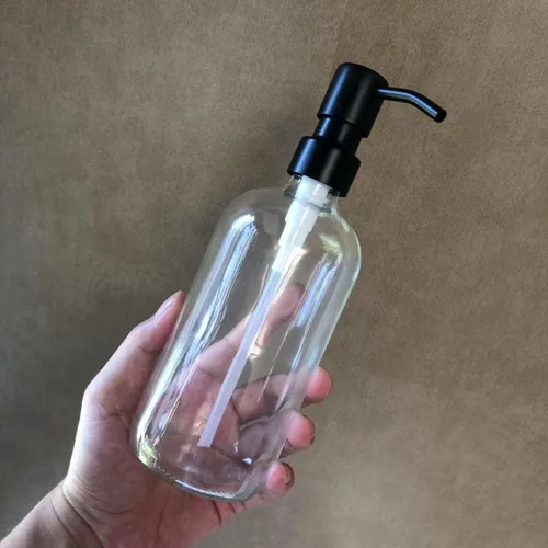 Miniatura 4 de Paquete de 2 bombas dispensadoras de jabón y loción de acero inoxidable negro, repuesto de cabeza dispensadora de jabón para boca de botella regular
