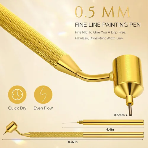 Miniatura 3 de Gersoniel 2 bolígrafos de pintura de línea fina de 0.020 in para detalles, escritor fluido dorado, aplicador de pintura de retocar, bolígrafo