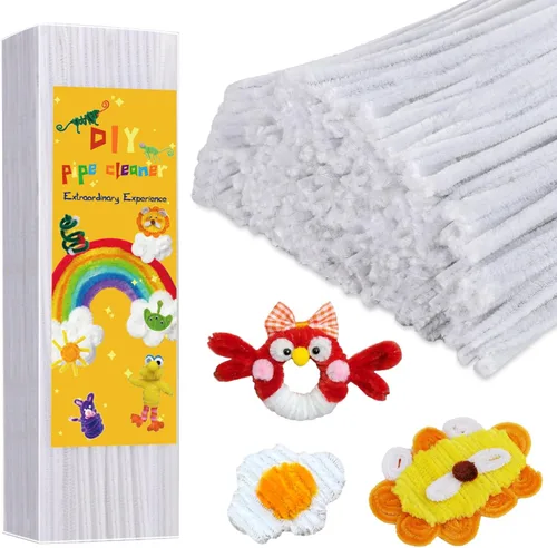 Miniatura 8 de Iuuidu 300 piezas de tallos de felpilla para limpiar pipas amarillas, suministros de manualidades, cepillo limpiador de tuberías para bricolaje