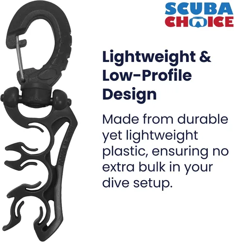 Miniatura 3 de Scuba Choice Clip de soporte de manguera triple para buceo, organizador de manguera de baja y alta presión para reguladores y configuración