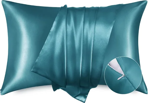 Miniatura 24 de Bedsure Funda de almohada de satén para el cabello, fundas de almohada de satén, tamaño estándar con cremallera, 20 x 26 pulgadas, paquete de 2, 01