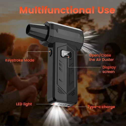 Miniatura 5 de Plumero de aire comprimido, soplador turbo de 350,000 RPM con pantalla LED y luz, mini escoba de aire ajustable de 4 velocidades, plumero de aire