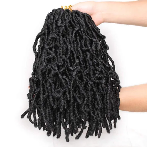 Miniatura 2 de Leeven 12 pulgadas, 108 hebras cortas y suaves trenzas de ganchillo para rastas de mariposa desgastadas, rastas negras rizadas de imitación