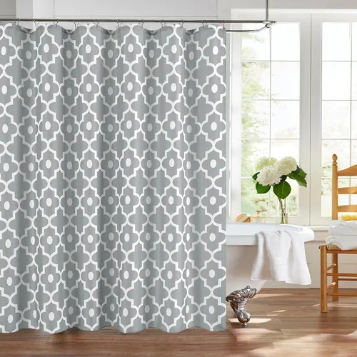 Miniatura 17 de Biscaynebay Cortina de baño de tejido texturizado con estampado dinámico Gris Plata