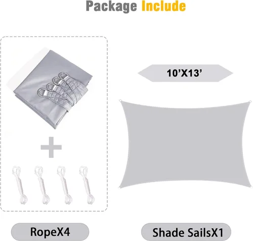 Miniatura 6 de Toldo rectangular impermeable de 10 x 13 pies, con bloqueo UV, refugio para patio al aire libre, patio, césped, jardín, cochera Gris-oscuro