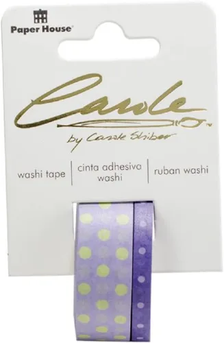 Paper House Productions Carole Shiber - Juego de 2 rollos de cinta washi decorativa para álbumes de recortes y manualidades, lunares alegres lavanda