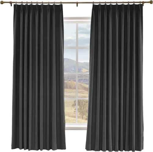 Miniatura 24 de Macochico Cortinas opacas de lino sintético de 52 pulgadas de ancho x 63 pulgadas de largo, panel de cortinas plisadas para dormitorio, aulas