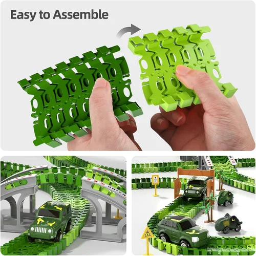 Miniatura 3 de IHAHA 169 piezas de juguetes de pista de carreras de dinosaurios para niños, niños pequeños de 1 a 3, 3 a 5, 4 a 7 años, juguetes de pista