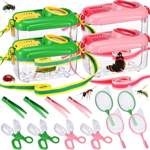 Miniatura 10 de Halloscume 4 juegos de atrapasueños para niños, estudiantes, kit de captura de insectos coleccionista de insectos con casa, red de mariposas