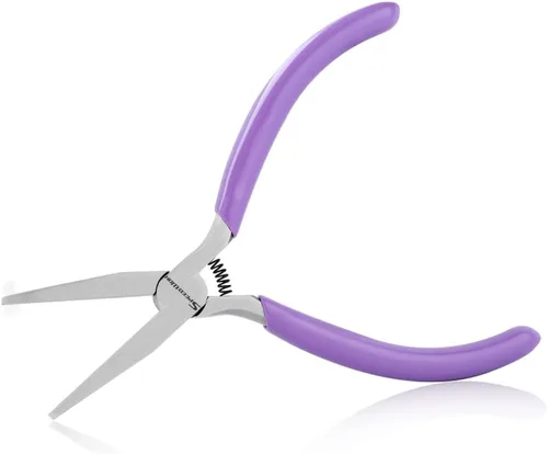 Miniatura 11 de SPEEDWOX Alicates de Punta de Aguja Doblada con Mandíbula Dentada Mini Alicates de Punta Larga Doblados Alicates Removedores de Aguja Herramientas