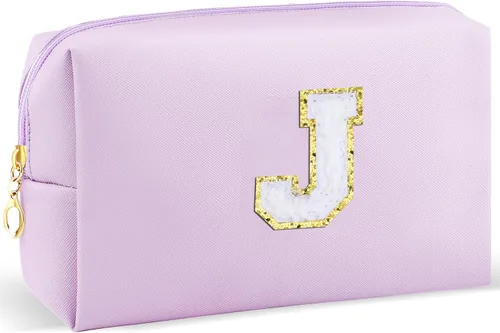 Miniatura 74 de URSKYTOUS Regalos para niñas, bolsa de maquillaje con inicial, bolsa de cosméticos personalizada con cremallera, bonita bolsa de aseo de viaje, Azul