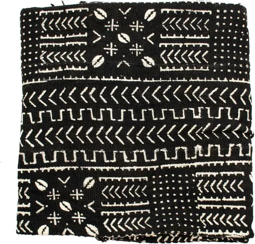 Miniatura 11 de The Bead Chest Tela de barro Bogolan Mali color negro ébano – Tejido africano hecho a mano de África Occidental – 40 x 64 pulgadas – Ideal