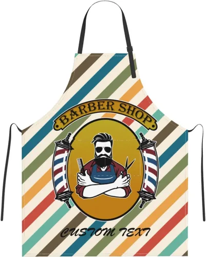 Miniatura 10 de Delantal de barbería personalizado para hombres y mujeres, delantal de peluquería con texto personalizado con bolsillos, delantal ajustable