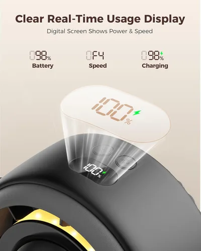 Miniatura 5 de SWEETFULL Ventilador para cochecito de bebé, 4000 mAh, recargable, silencioso de 4 velocidades, con pantalla LED y luz nocturna, mini ventilador