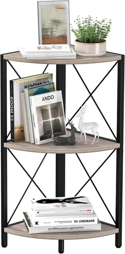 Miniatura 8 de Snughome Estante esquinero para escritorio, organizador de almacenamiento de esquina de 3 niveles con marco de metal, estante de esquina