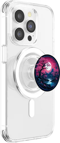 Miniatura 3 de PopSockets MagSafe PopGrip de color rosa japonés Sakura Cherry Blossom Moon PopSockets para iPhone