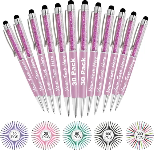 Miniatura 35 de Bolígrafos personalizados con nombre y texto, bolígrafos de diamantes de cristal personalizados a granel, 10 bolígrafos, regalos para mujeres