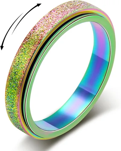 Anillo giratorio para la ansiedad: anillo antiestrés para mujeres, regalo antiansiedad para adolescentes y niños (talla 6-10)