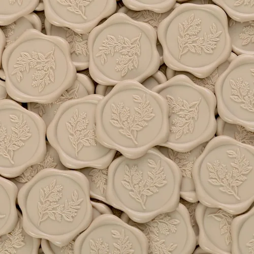 Miniatura 14 de UNIQOOO Calcomanías de sello de cera, calcomanías de sello de invitación de boda de rama de olivo, 50 calcomanías autoadhesivas de oro antiguo, Rama