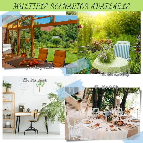Miniatura 5 de Pinkunn 4 juegos de plantas artificiales en macetas, margaritas falsas en valla de piquete para exteriores, interiores, primavera, verano