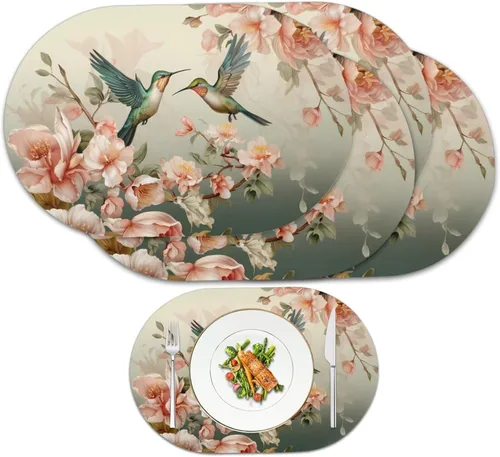 Miniatura 44 de Pumpkin Placemats Oval Placemats Set of 2 Black Cat Table Mats for Dining Tables Washable Heat Resistant Place Mats for Holiday Party Use 12X18 Inch