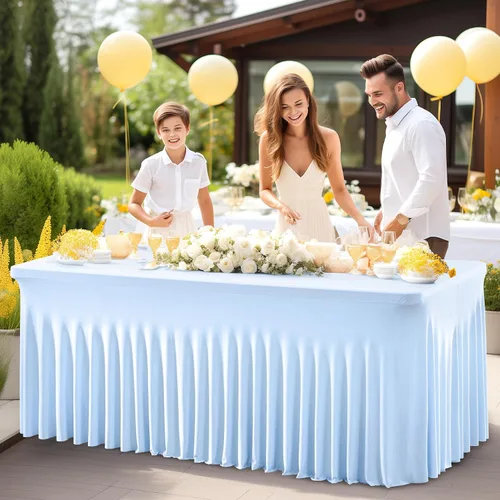 Miniatura 22 de PARTISKY - Mantel de elastano negro para mesas rectangulares de 4 pies, cubierta de mesa elástica para mesas plegables, bodas, fiestas, banquetes