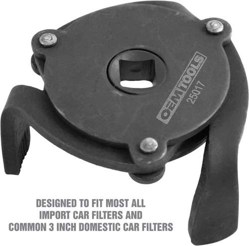 Miniatura 3 de OEMTOOLS 25017 2-1/2" x 3-7/8" 3-patas Spin-On estilo llave de filtro de aceite, llave de filtro de aceite ajustable, negro