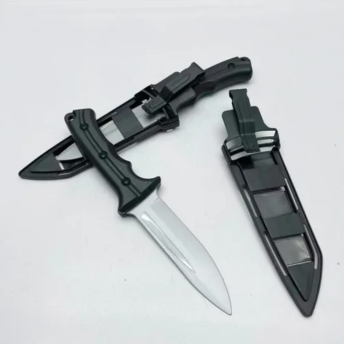 Miniatura 5 de zonzxcv 2 cuchillos falsos de utilería para niños, cuchillo falso inofensivo y seguro para fiesta de Halloween de 10 pulgadas (caqui)