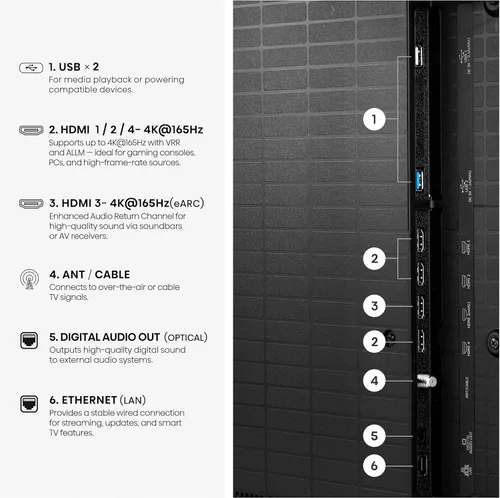 Miniatura 22 de Hisense 55" U7 Mini-LED ULED 4K UHD Best Premium Gaming Google Smart TV (55U7SG, 2026 NUEVO) - Hi-QLED, Native 165Hz, VRR 330, HDR10+, Dolby Vision