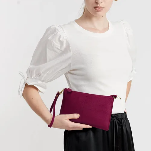 Miniatura 3 de Uromee Cartera de mano para mujer, de piel auténtica, con cadena de hombro desmontable