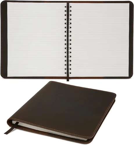 Miniatura 11 de Funda de diario de cuero marrón A5 de 5.75x8.25 pulgadas, funda recargable para diario grande Moleskine, funda de cuaderno de cuero hecha a mano A5