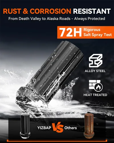Miniatura 2 de YIZBAP 24 tuercas de llanta M14x1.5 de 2 pulgadas, color negro, con ranura de extremo cerrado de 14 x 1.5 para Silverado 1500, Sierra 1500, Tahoe
