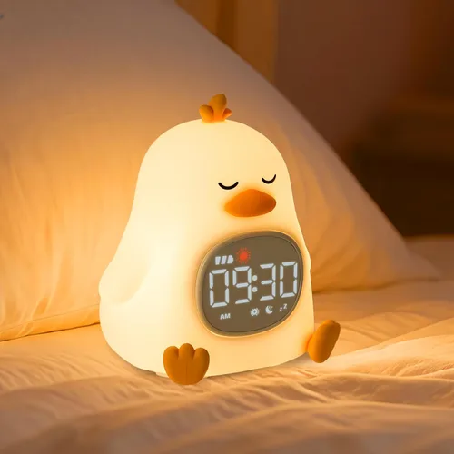 Miniatura 21 de Yiliaw Reloj despertador para niños con luz nocturna, reloj de entrenamiento para dormir, reloj de hora de despertar, luz de silicona recargable