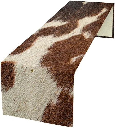 YCness Camino de mesa con estampado de vaca, piel de vaca marrón, estilo occidental, decoración de casa de campo para el hogar, cocina, comedor, 13