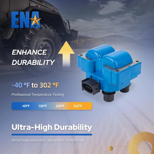 Miniatura 3 de ENA Juego de 2 bobinas de encendido azules con 8 bujías de platino y cable azul compatibles con Ford Crown Victoria E-150 F-150 F-250 Ranger