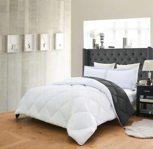 Miniatura 3 de Empire Home Juego de edredón reversible y fundas de almohada de 3 piezas en 10 combinaciones de colores, alternativa al plumón (blanco/gris, Queen)