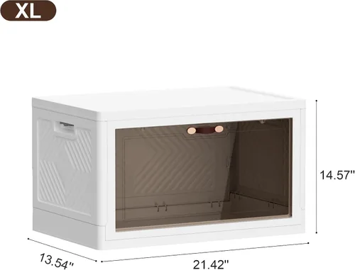 Miniatura 2 de JOYMOOP Organizador de contenedores de almacenamiento plegables, caja de almacenamiento plegable de 49.6 cuartos de galón con ruedas y puerta