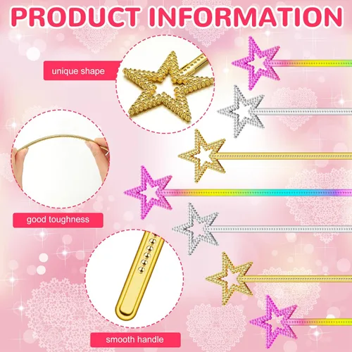 Miniatura 3 de Meanplan 36 varitas de hadas de 13 pulgadas, varitas de princesa con estrella mágica, palitos de bruja de ángel, accesorios de disfraz para mujeres