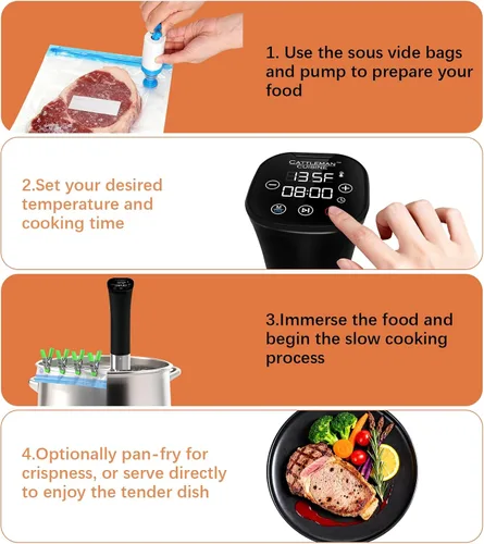 Miniatura 9 de Cocina Sous Vide, enfriador de vino, 1000 W, máquina Sous Vide para cocina, circulador de inmersión, kit de Sous Vide con bolsas de vacío, bomba