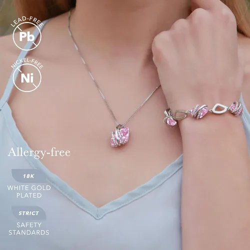 Miniatura 42 de Leafael Wish Stone - Collar con dije chapado en oro rosa de 18 quilates, con cristales de Swarovski, joyería de piedra natal, 18 pulgadas + 2