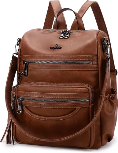 Miniatura 74 de Bolsos mochila monedero de piel sintética para mujer, bolsas con zíper, mochilas de hombro casuales