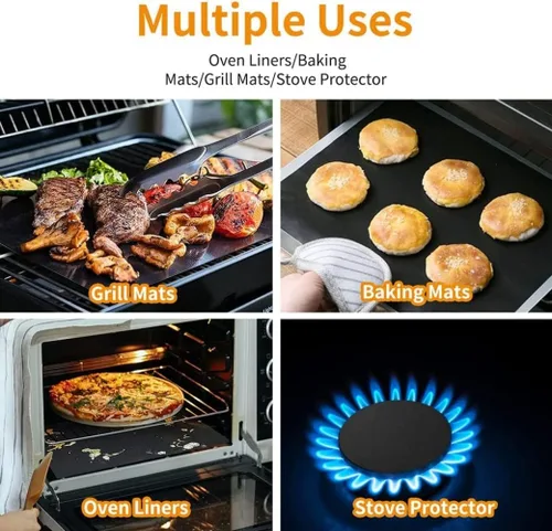 Miniatura 2 de Revestimientos de horno para la parte inferior del horno, paquete de 3 forros de horno antiadherentes grandes de 17 x 25 pulgadas de grosor