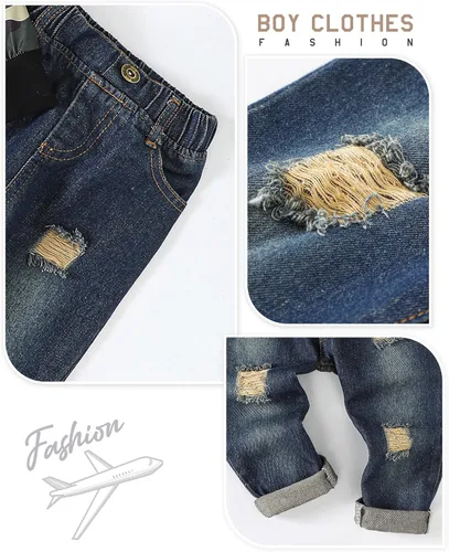 Miniatura 95 de Renotemy Ropa de bebé para niño, trajes de mezclilla, sudadera con capucha para bebés, pantalones de mezclilla, ropa para niños pequeños