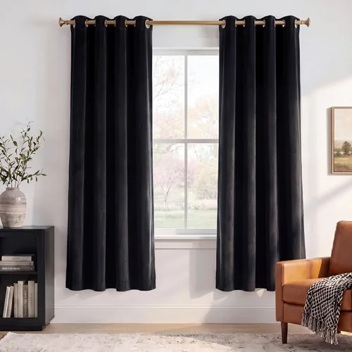 Miniatura 48 de StangH Cortinas de Terciopelo Grueso Sólido - Juego de Tratamiento de Ventanas con Oscurecimiento Moderado para Dormitorio, Cortinas/Cortinajes