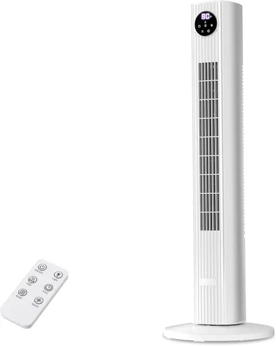Miniatura 10 de Electactic Ventilador de torre para dormitorio, ventilador de pie de 25 pies/s, ventilador oscilante de 85° con control remoto, 3 velocidades, 4