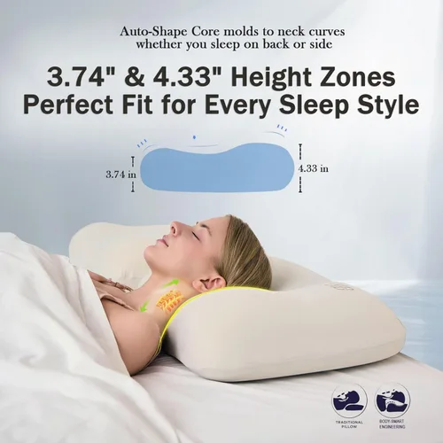 Miniatura 7 de HighBeds Almohada para Durmientes de Lado – Almohada cervical ergonómica suave para aliviar el dolor de cuello, funda de almohada sin cremallera