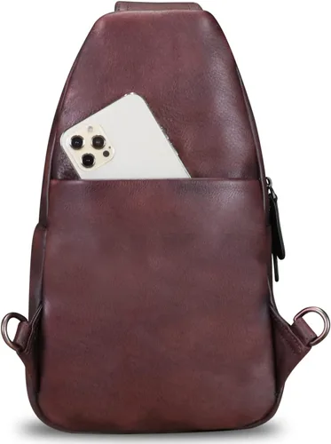 Miniatura 3 de Bolso de cuero genuino para hombres y mujeres, mochila de cuero vintage, bolso cruzado de hombro a la moda